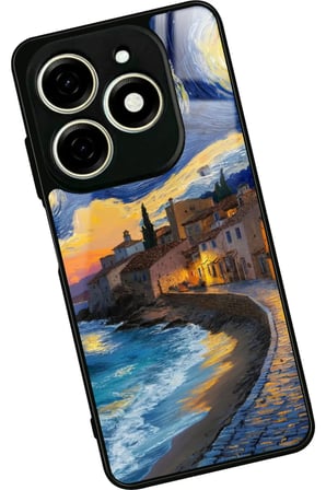 Infınıx Smart 8 Pro Uyumlu Van Gogh Tasarımlı Parlak Silikon Kılıf