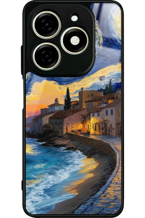 Infınıx Smart 8 Pro Uyumlu Van Gogh Tasarımlı Parlak Silikon Kılıf