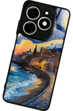Infınıx Smart 8 Pro Uyumlu Van Gogh Tasarımlı Parlak Silikon Kılıf