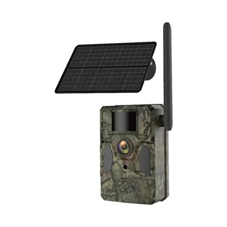 4 MP Full HD 4G Solar Sim Kartlı GPRS+ Black Led Fotokapan IR IP Kamera
