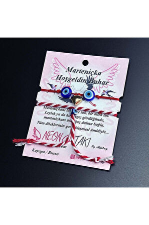 Marteniçka Model 6, 2ad. Bileklik, Paslanmaz Kalp, Boncuklar Lacivert Renk