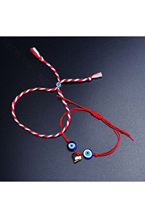 Marteniçka Model 6, 2ad. Bileklik, Paslanmaz Kalp, Boncuklar Lacivert Renk