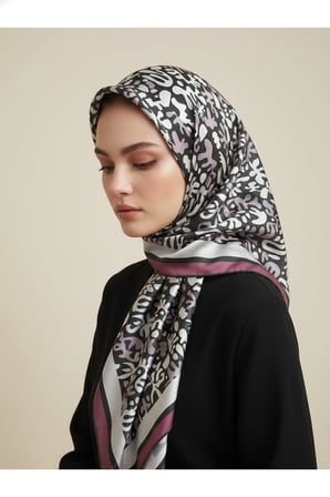 Trend Dijital Baskı  Batik Desenli Royan Eşarp Desen 3 Renk 1