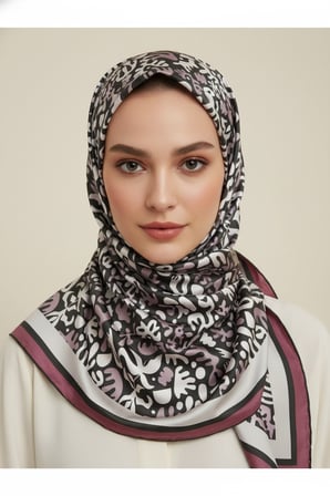 Trend Dijital Baskı  Batik Desenli Royan Eşarp Desen 3 Renk 1