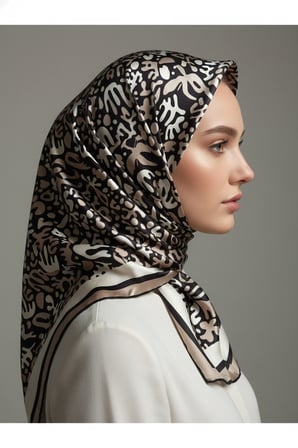 Trend Dijital Baskı  Batik Desenli Royan Eşarp Desen 3 Renk 5