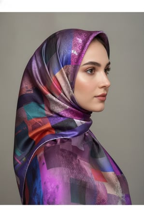 Trend Dijital Baskı  Batik Dikdörtgen Desenli Royan Eşarp Desen 4 Renk 1