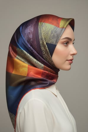 trend dijital baskı  batik dikdörtgen desenli royan eşarp desen 4 renk 2