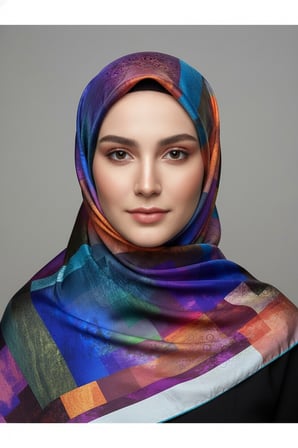 Trend Dijital Baskı  Batik Dikdörtgen Desenli Royan Eşarp Desen 4 Renk 3