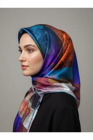Trend Dijital Baskı  Batik Dikdörtgen Desenli Royan Eşarp Desen 4 Renk 3
