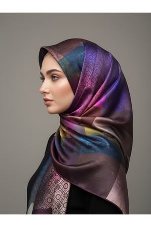 Trend Dijital Baskı  Batik Dikdörtgen Desenli Royan Eşarp Desen 4 Renk 4
