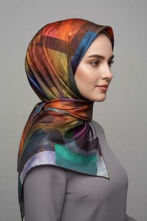 Trend Dijital Baskı  Batik Dikdörtgen Desenli Royan Eşarp Desen 4 Renk 6