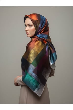 Trend Dijital Baskı  Batik Dikdörtgen Desenli Royan Eşarp Desen 4 Renk 6