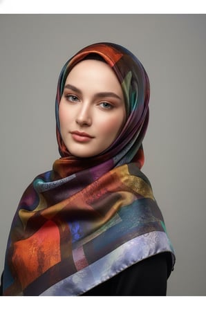 Trend Dijital Baskı  Batik Dikdörtgen Desenli Royan Eşarp Desen 4 Renk 6