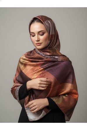 Trend Dijital Baskı  Batik Dikdörtgen Desenli Royan Eşarp Desen 4 Renk 8