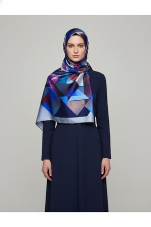 Trend Dijital Baskı  Üçgen Desenli Royan Eşarp Desen 5 Renk 10