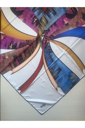 çiçek desenli twill eşarp desen 2 renk 3