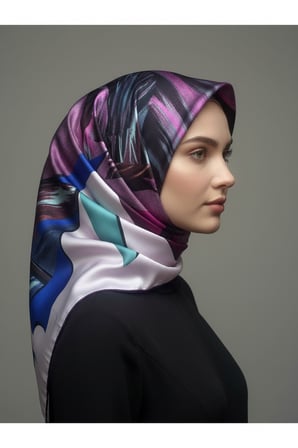 çiçek desenli twill eşarp desen 2 renk 5