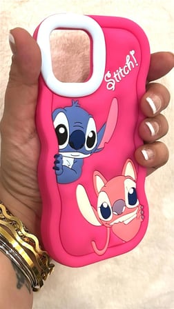 İphone 12/12 Pro uyumlu Disney Lilo ve Stitch Slikon Telefon Kılıfı