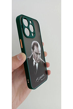 İPhone 14 Pro Uyumlu Mustafa Kemal Atatürk Telefon Boyun Askılı Set Kılıf