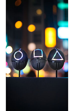 Squıd Game Işıklı Kare-üçgen-yuvarlak Maske 3 Lü Işık Efektli (ışık Fonksiyonlu).