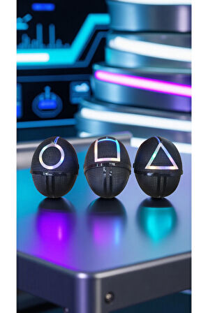 Squıd Game Işıklı Kare-üçgen-yuvarlak Maske 3 Lü Işık Efektli (ışık Fonksiyonlu).