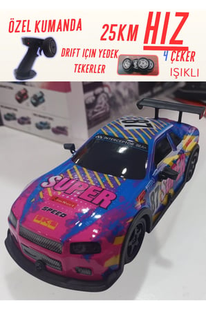 1:22 Ölçek 2.4 Ghz Özel Kumandalı 4 Çeker Full Fonksiyon Işıklı 25 km Hızlı Drift RC Araba