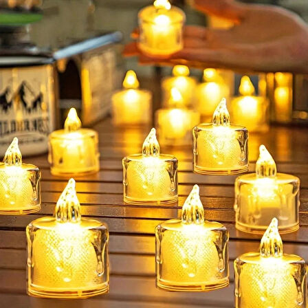 1 Adet Alevsiz Mumlar Damla Akrilik Mum Işıkları Dumansız Pilli Gün Işığı Led Aydınlatma Dekorasyonu