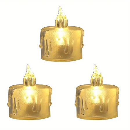 1 Adet Alevsiz Mumlar Damla Akrilik Mum Işıkları Dumansız Pilli Gün Işığı Led Aydınlatma Dekorasyonu