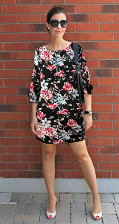 Modavera Kadın Uzun Kollu Bisiklet Yaka Dalgıç Mini Boy Elbise