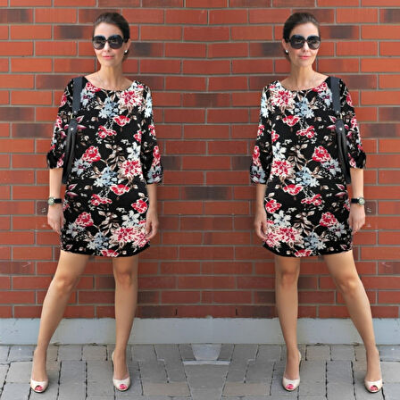 Modavera Kadın Uzun Kollu Bisiklet Yaka Dalgıç Mini Boy Elbise