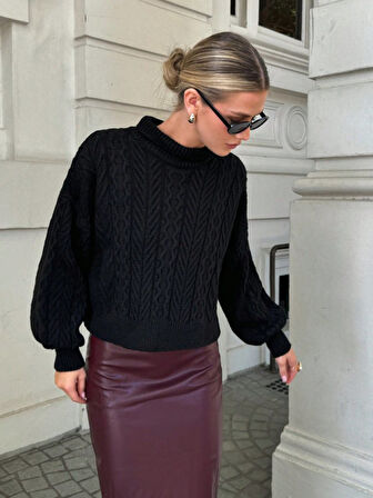 Modavera Uzun Kollu Yarı Balıkçı Yaka Triko Bluz