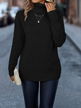 Modavera Kadın Uzun Kollu Balıkçı Yaka Triko Bluz