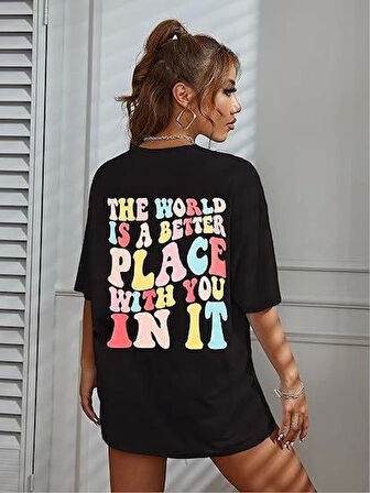 Modavera Bisiklet Yaka Baskılı T-shirt - Siyah