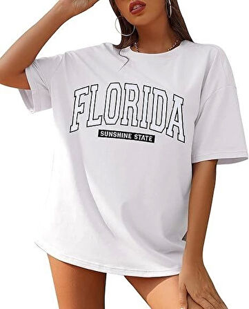 Modavera Bisiklet Yaka Baskılı T-shirt - Beyaz