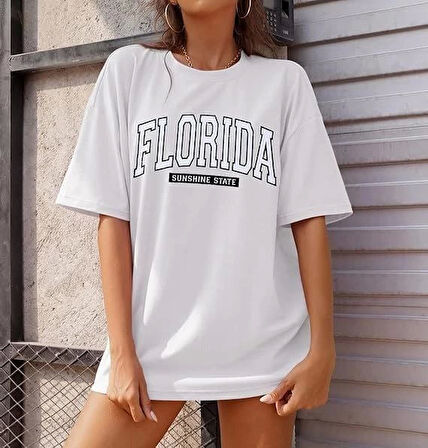 Modavera Bisiklet Yaka Baskılı T-shirt - Beyaz