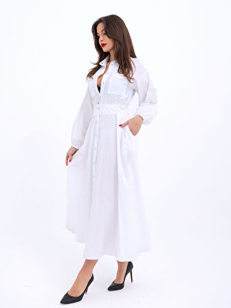 Modavera 5903 ELBİSE-BEYAZ