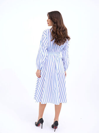 Modavera 6813 ELBİSE-BALTİMORE ÇİZGİLİ