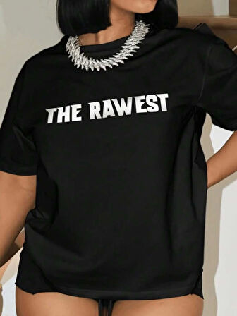 Modavera Baskılı Oversize T-shirt - Siyah
