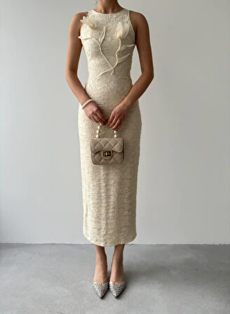 Modavera Lers Çiçek Detaylı Elbise