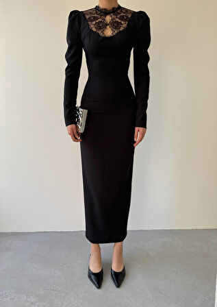 Modavera Port Dantel Detay Elbise