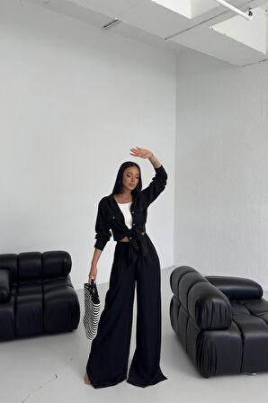 Modavera Düğmeli̇ Cepli̇ Keten İki̇li̇ Takim