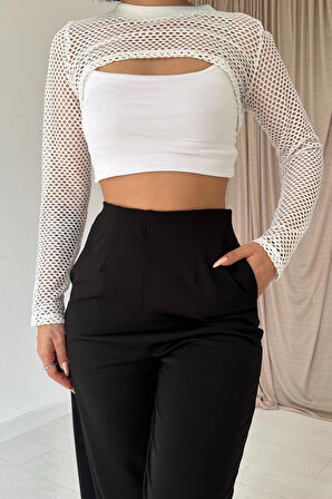 Modavera Siyah Pensli Lastik Detaylı Pantolon