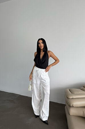 Modavera JAKAR SATEN PANTOLON - Beyaz