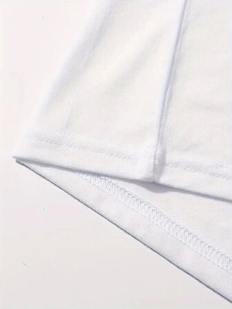 Modavera Baskılı Oversize Bisiklet Yaka T-shirt - Beyaz