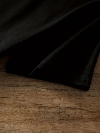 Modavera Baskılı Oversize Bisiklet Yaka T-shirt - Siyah