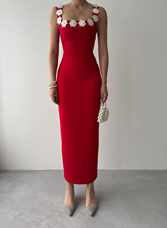 Modavera Mıng Çiçek Detaylı Elbise