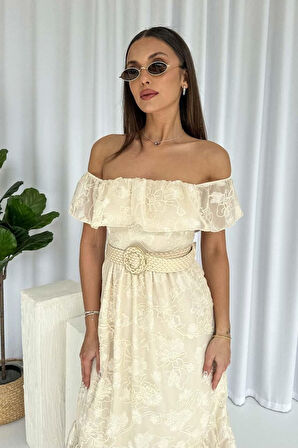 Modavera Reget Kemerli Elbise