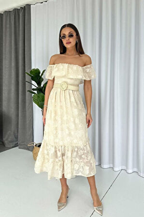 Modavera Reget Kemerli Elbise