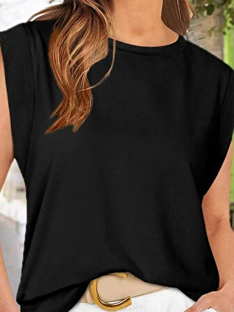 Modavera Kadın Kısa Kollu Bisiklet Yaka Viskon Bluz