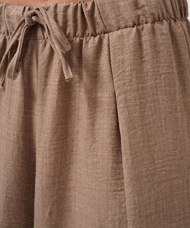 Modavera Düşük Bel Oversize Keten Pantolon